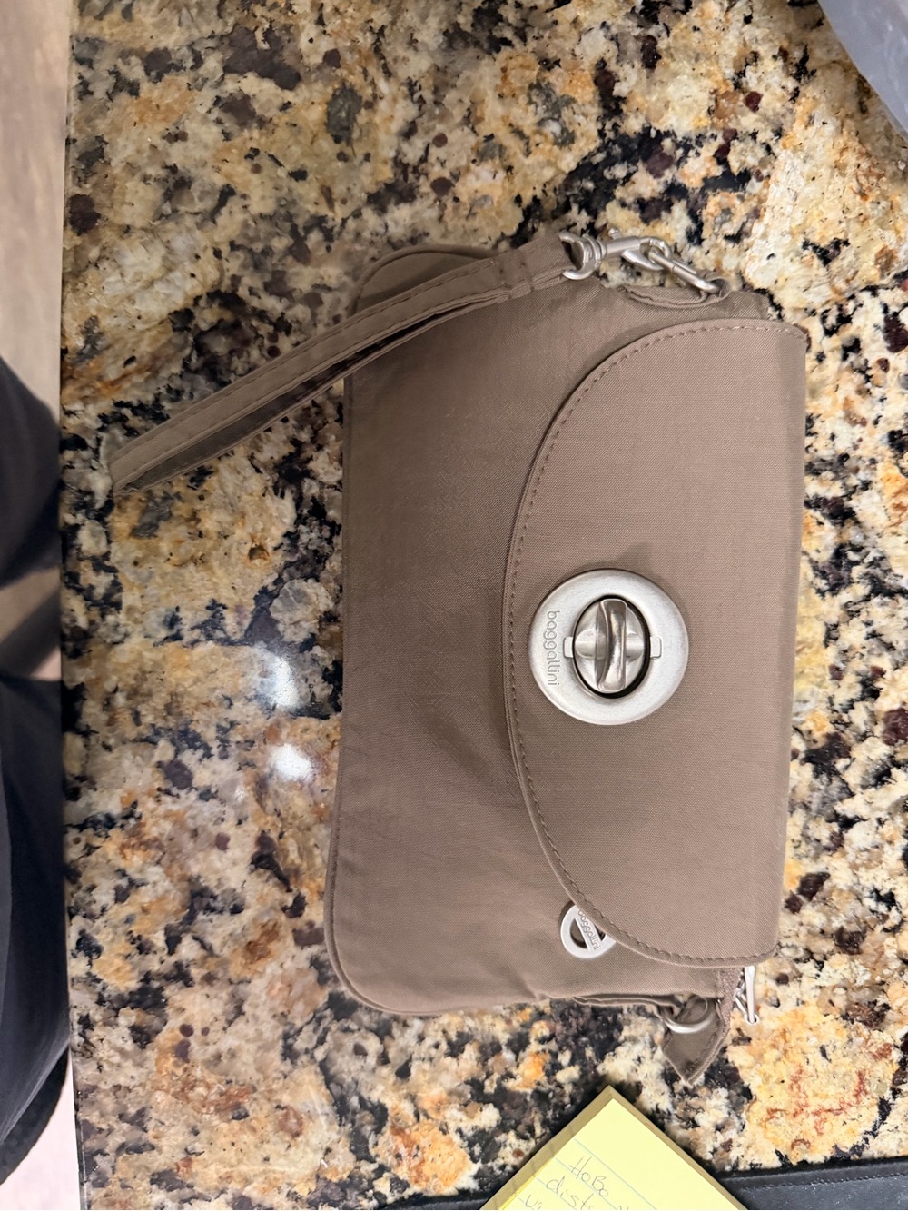 Baggallini Taupe Wristlet Clutch with Turn-Lock